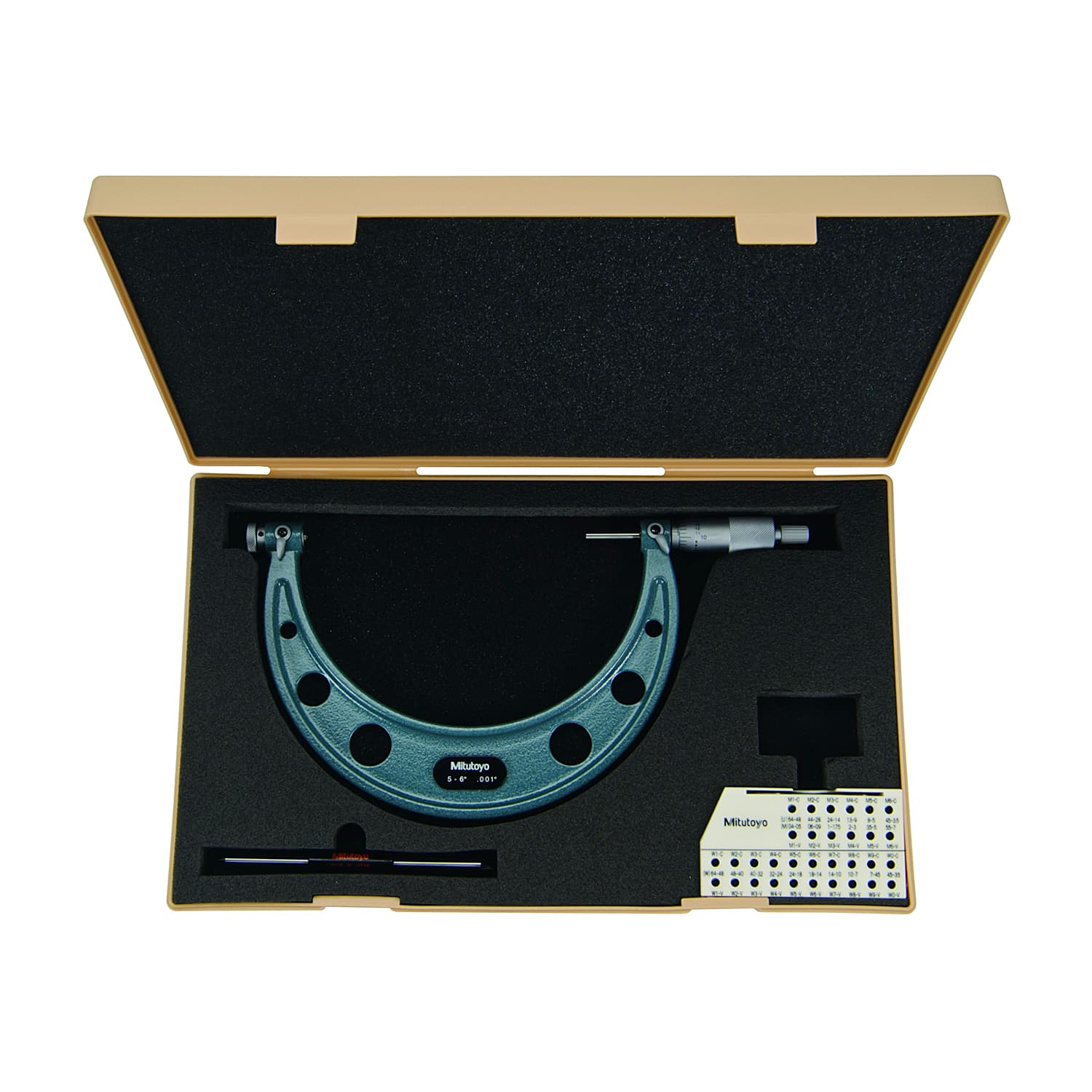 Mitutoyo 5 - 6 inch Interchangeable Anvil Screw Thread Micrometer (Spindle Tip Type), 126-142