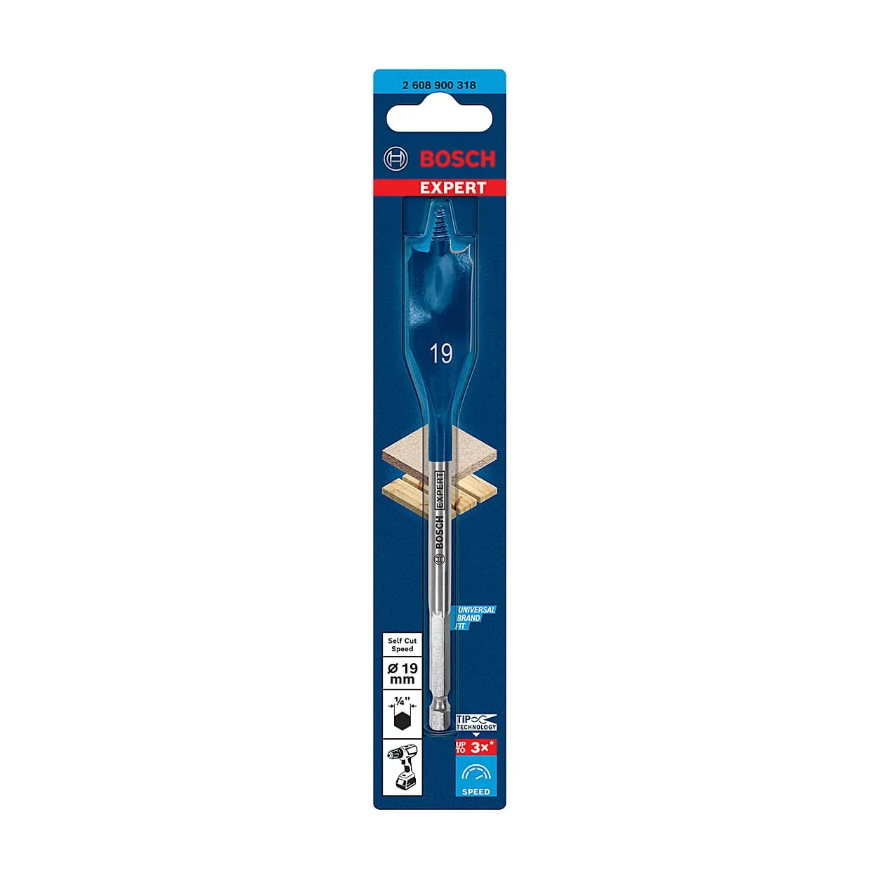 Bosch 19 mm Expert Self Cut Speed Spade Drill Bit, 2 608 900 318