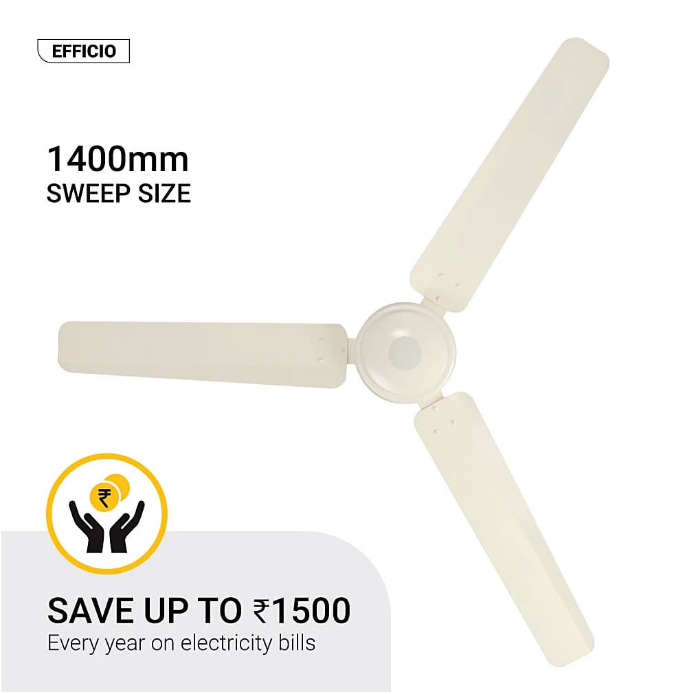 Atomberg Efficio 1400 mm Energy Efficient Ceiling Fan With BLDC Motor & Remote (Ivory)