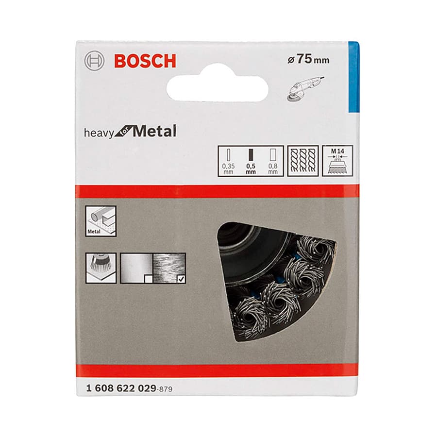 Bosch 75 mm Dia. Steel Wire Cup Brush with Knotted Wire, 1 608 622 029