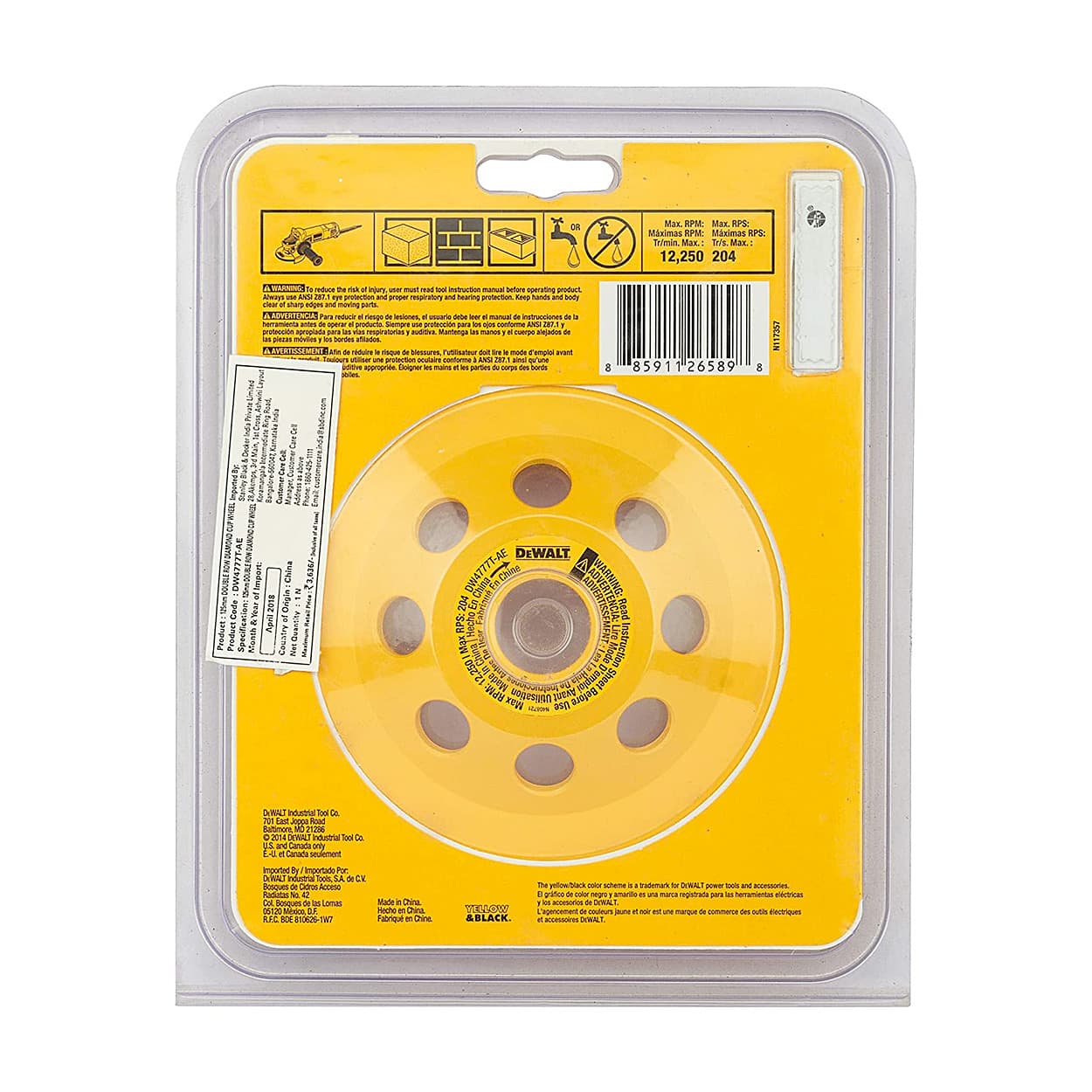 Dewalt 5 inch / 125 mm Double Row Diamond Cup Grinding Wheel For Angle Grinders, DW4777T-AE