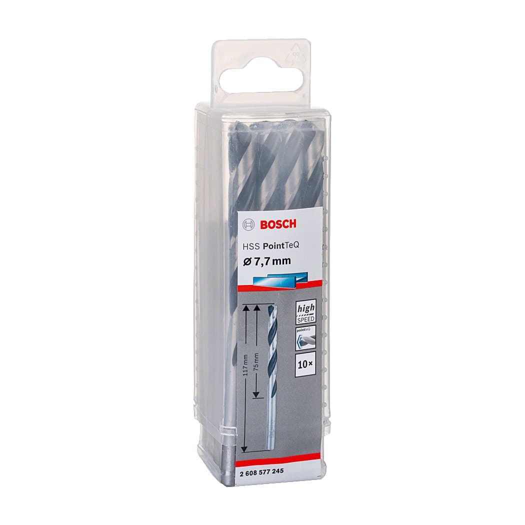 Bosch 7.70 mm HSS Metal Drill Bits PointTeQ Range (Pack of 10 Pcs), 2 608 577 245