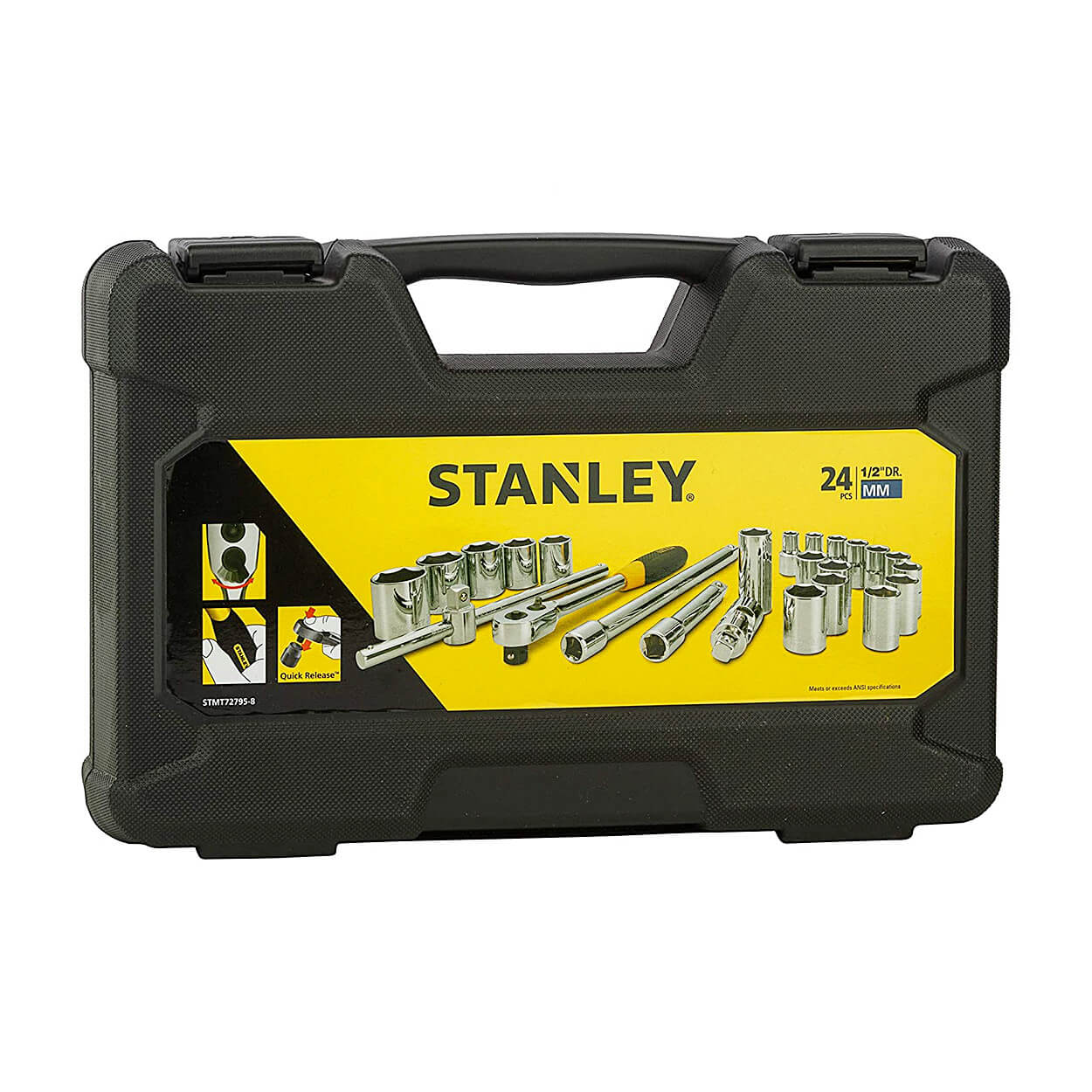 Stanley 24 Pcs 1/2 Inch Sq. Drive 6 PT Socket Set, STMT72795-8