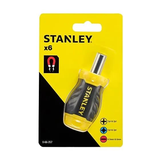 Stanley 6 Pcs Stubby Multi - Bit Screwdriver Set, 0-66-357