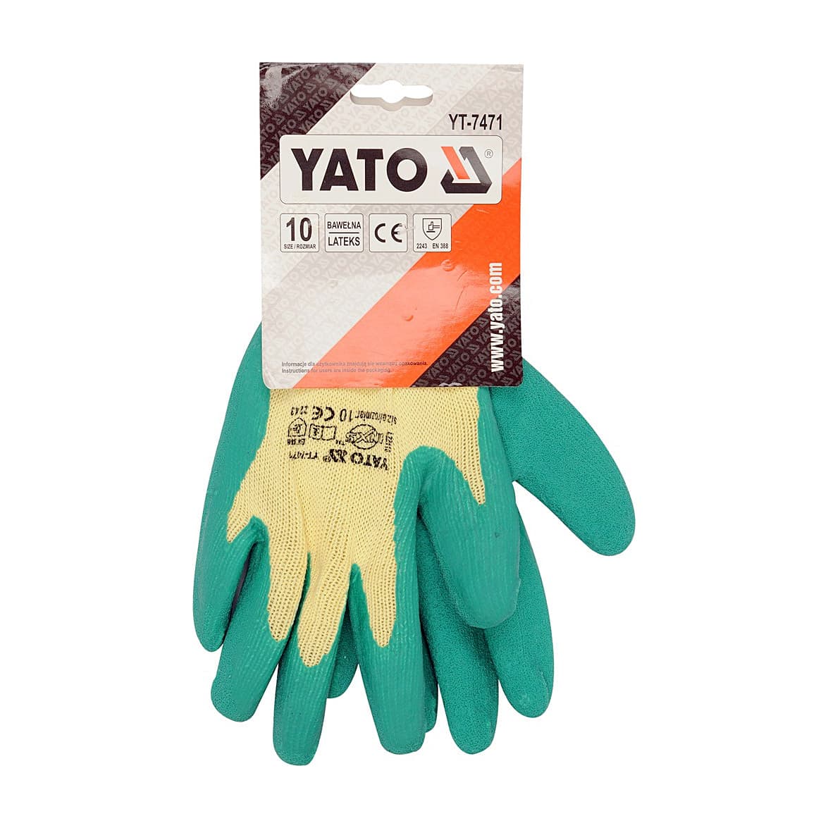 Yato Green Latex Coated Cotton / Pe Gloves, YT-7471