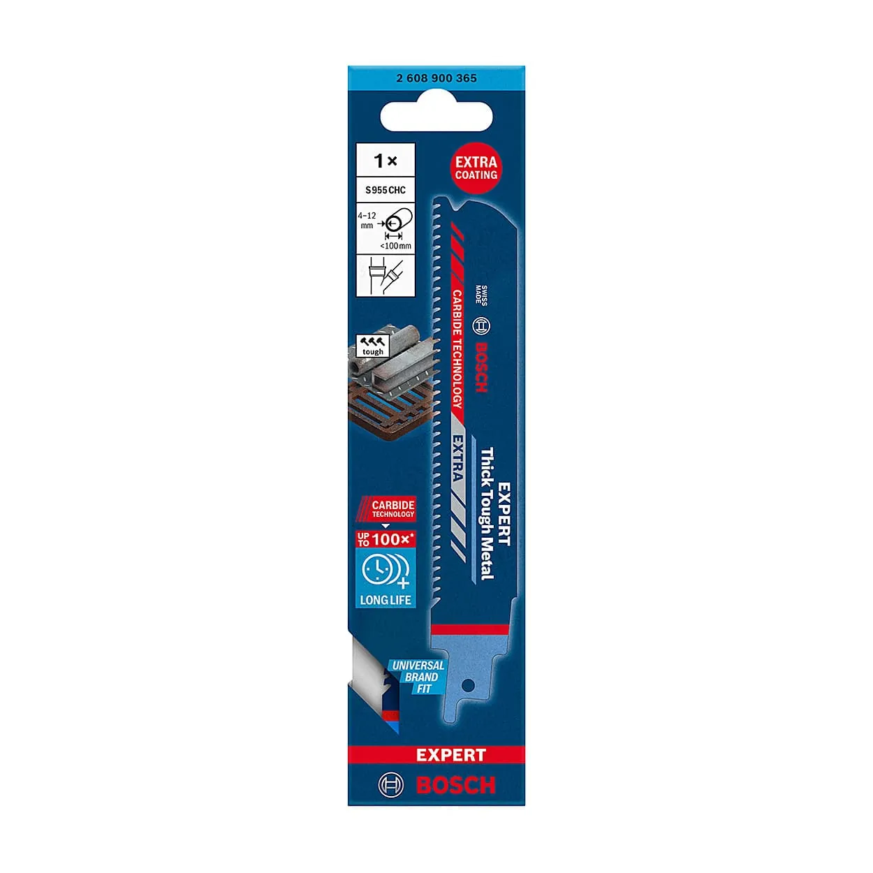 Bosch 150 mm / 6 Inch Expert - Thick Tough Metal Reciprocating Saw Blade (S 955 CHC), 2 608 900 365