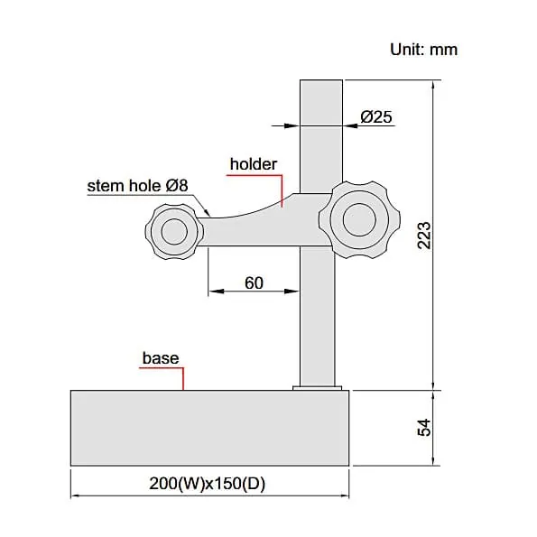 Insize 170 mm Granite Dial Indicator Stand (Basic Type), 6841-170
