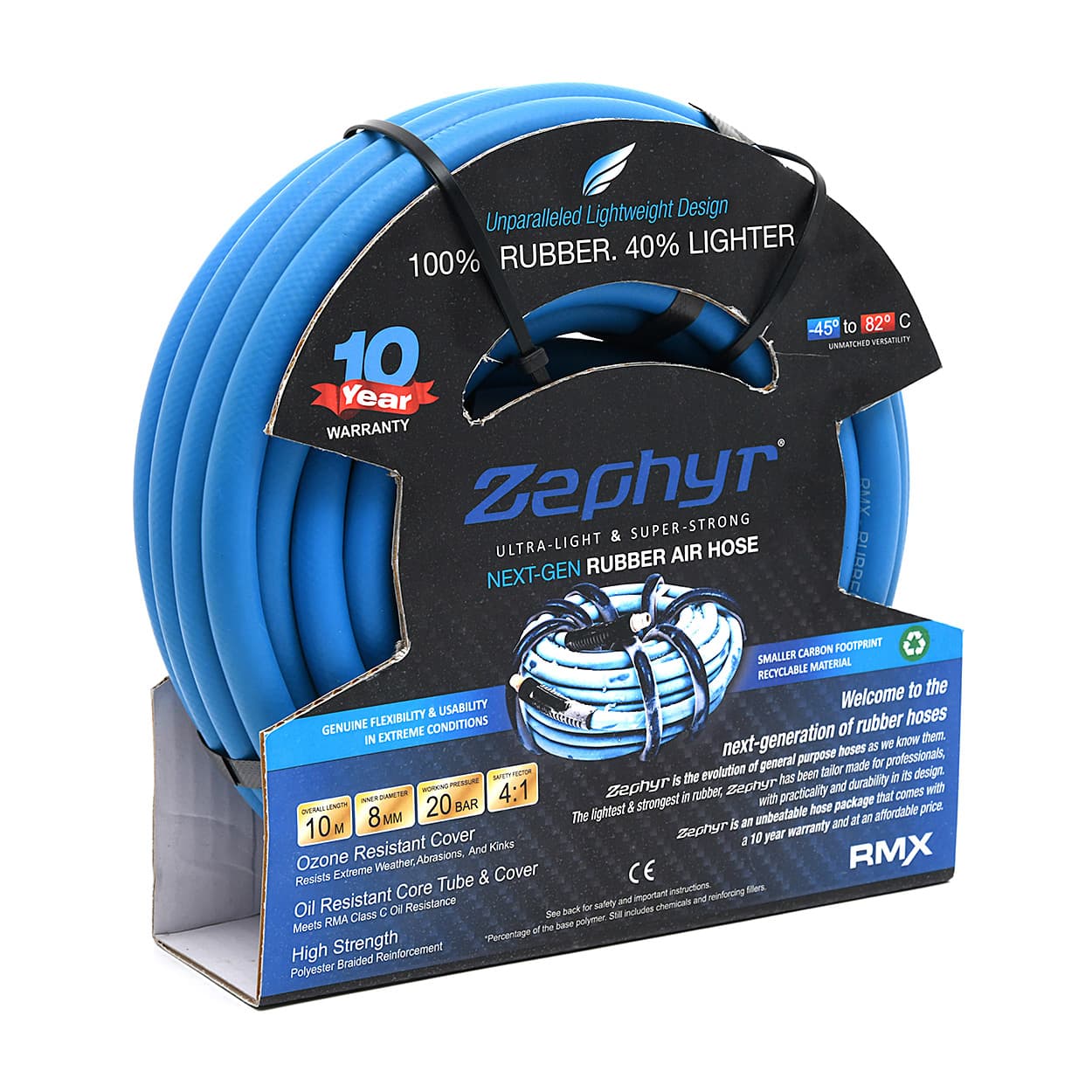 Zephyr 10 Mtr / 8 mm Next-Gen General Purpose Rubber Air Hose, ZA0810
