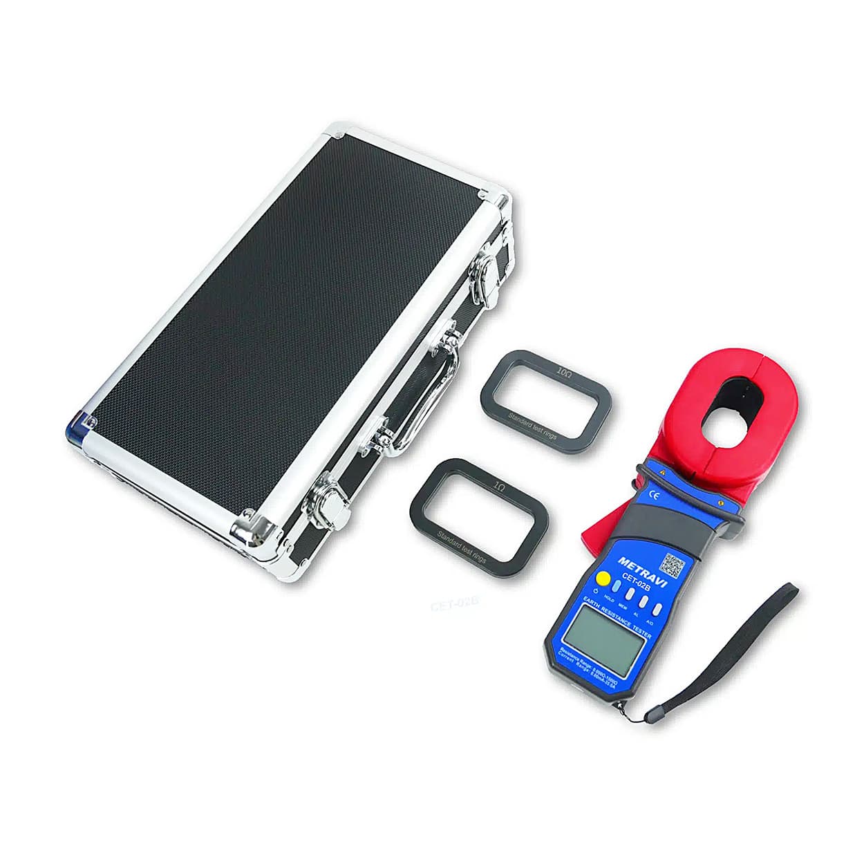 Metravi 4 Digits / 0.01Ohm - 1500Ohm Clamp-On Earth & Ground Resistance Tester With Bluetooth, CET-02B