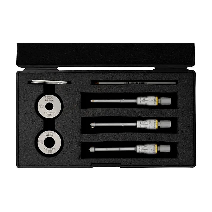 Mitutoyo 0.275 - 0.5 inch Three Point Holtest Internal Micrometer Set with Extension Rod (Pack of 10 Pcs), 368-916