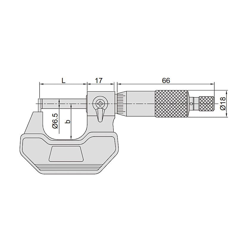 Insize 0 - 25 mm Cylindrical Anvil Tube Micrometer, 3261-25A
