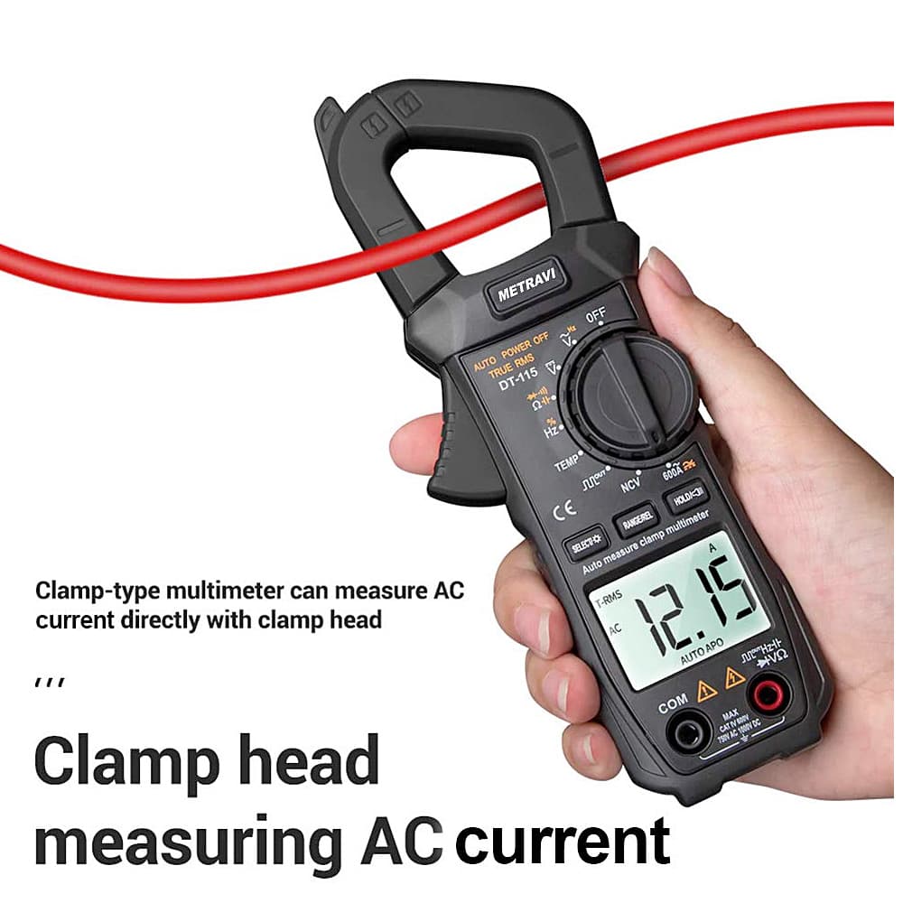 Metravi 3-5/6 Digit / 600A Digital TRMS AC/DC Clamp Meter, DT-115