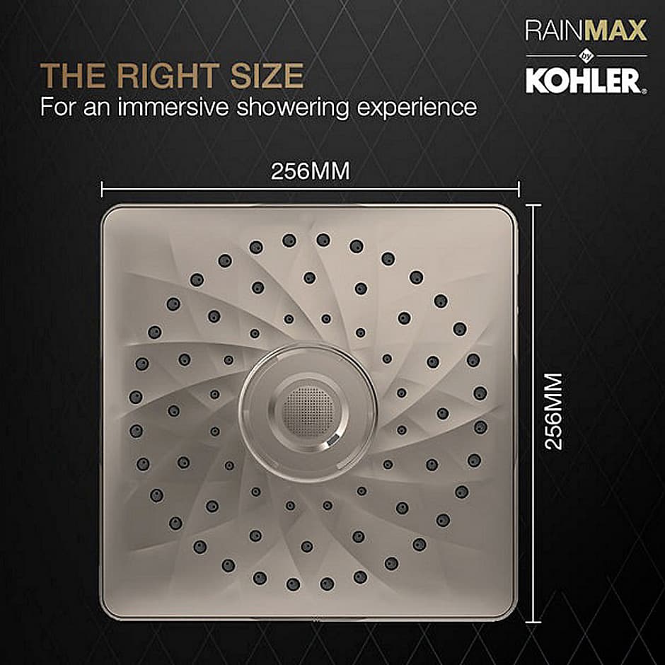 Kohler Rain Max 254 mm Square Single-Function Rainhead In Brushed Bronze Finish, K-26855IN-BV