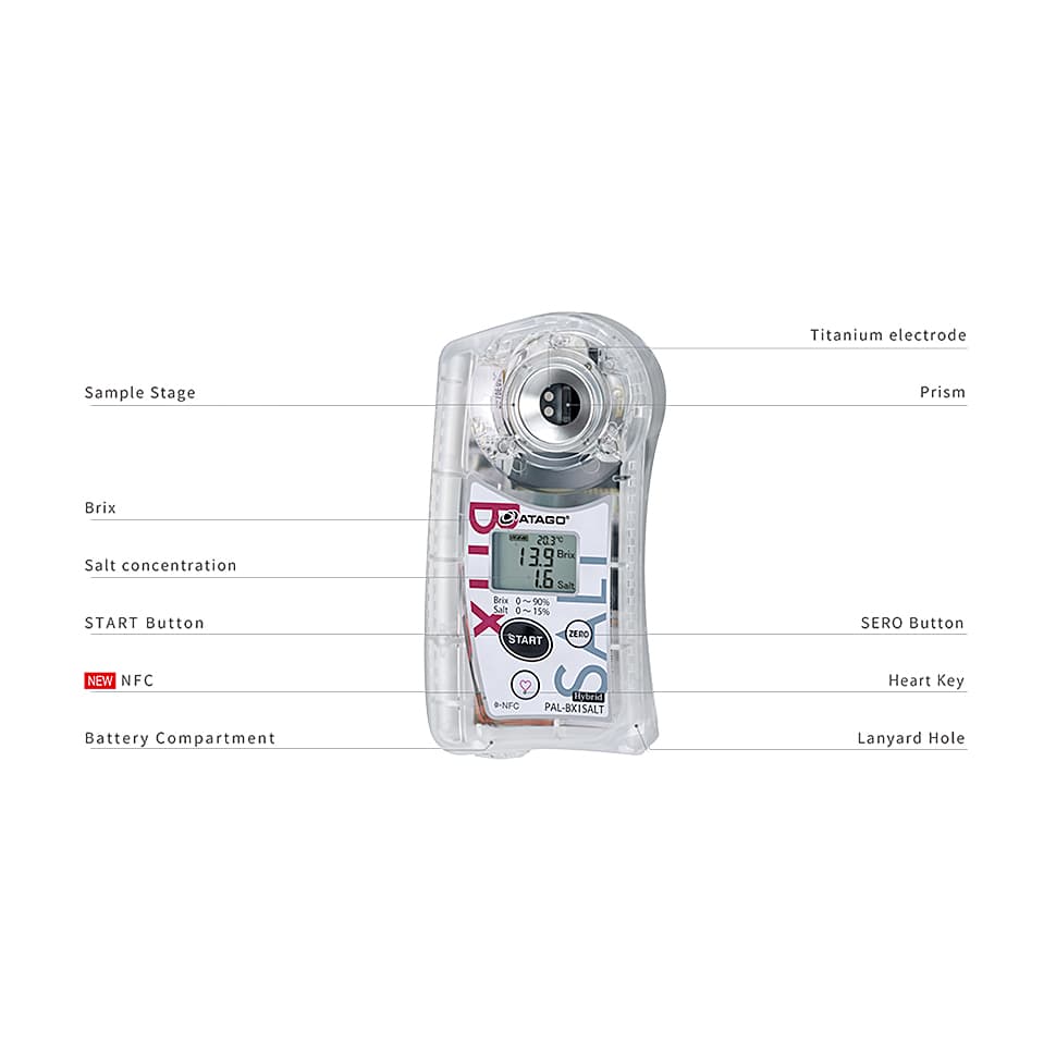 Atago Digital Hand-held Pocket Size Brix-Salt Hybrid Meter, PAL-BX | SALT+15