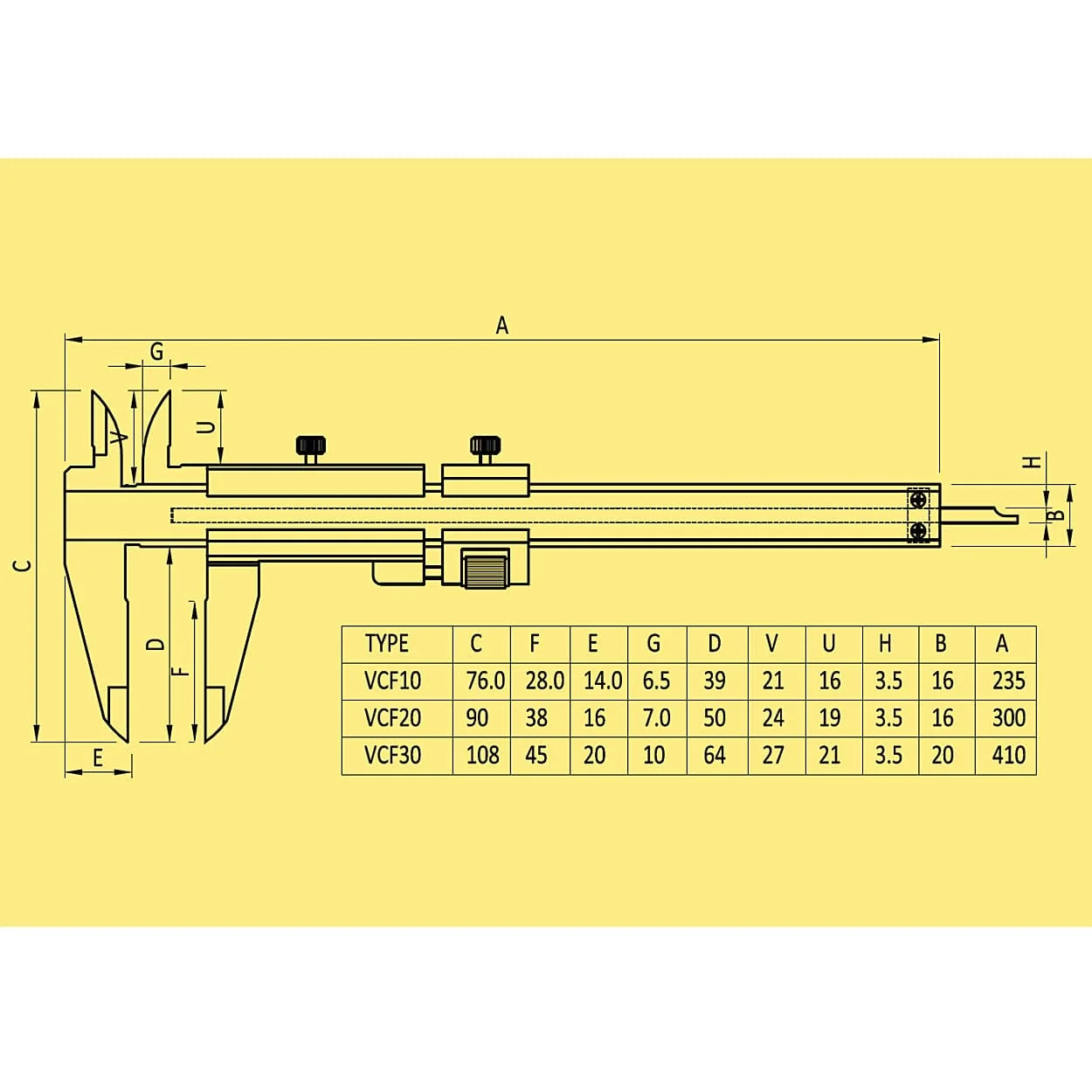 Baker 130 mm / 5 inch Vernier Caliper With Fine Adjustment (VCF Series), VCF10