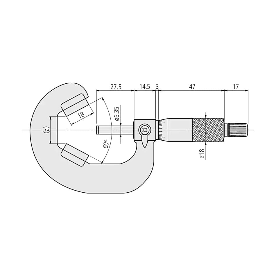 Mitutoyo 10 - 25 mm V-Anvil Micrometer with Carbide Tip (3 Flute), 114-102