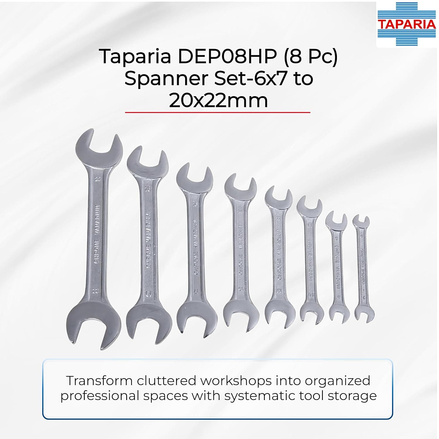 Taparia 8 Pcs Double Ended Open Jaw Spanners Set (Hanger Packing), DEP08HP