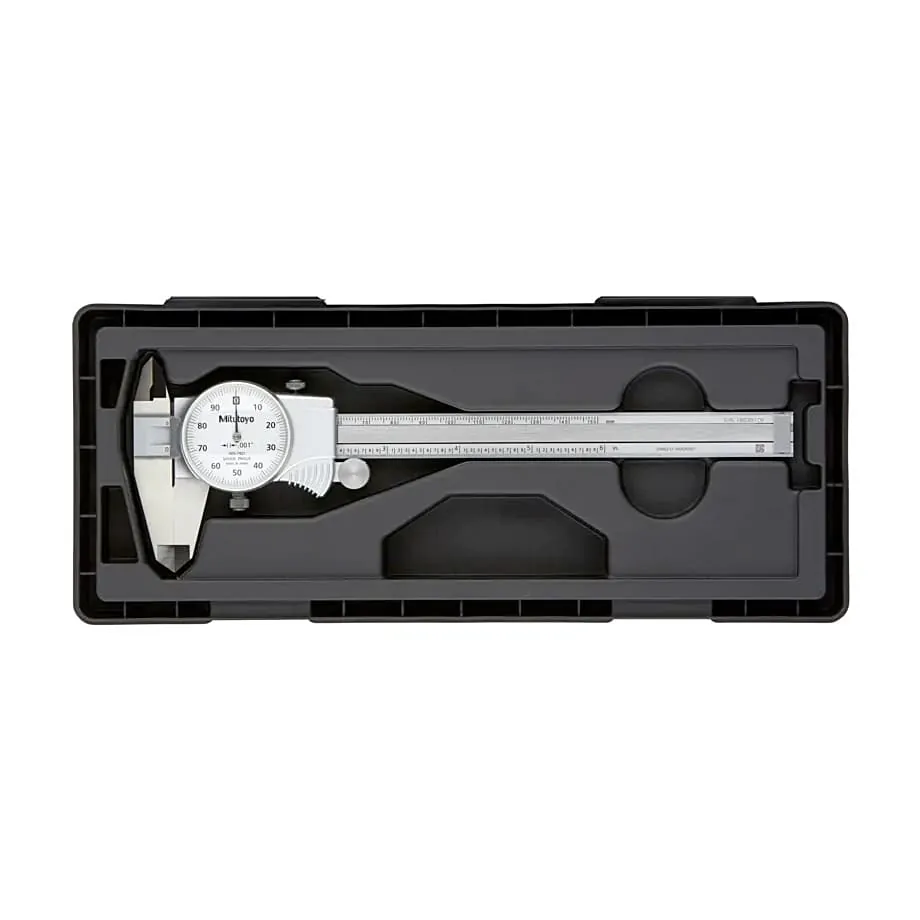 Mitutoyo 150 mm / 6 inch Silver Cover Dial Caliper with Locking screw & Thumb Roller (0.2 inch Per One Revolution), 505-742J