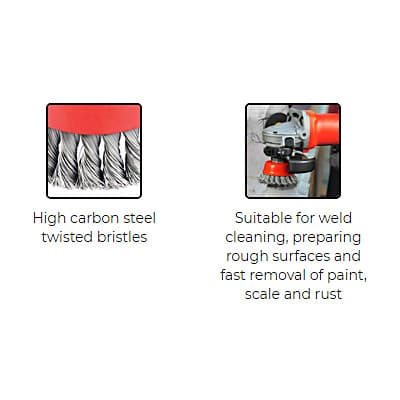 Freemans 100 mm Dia. Wire Cup Brush (Steel Twisted Bristles), WCB100-10