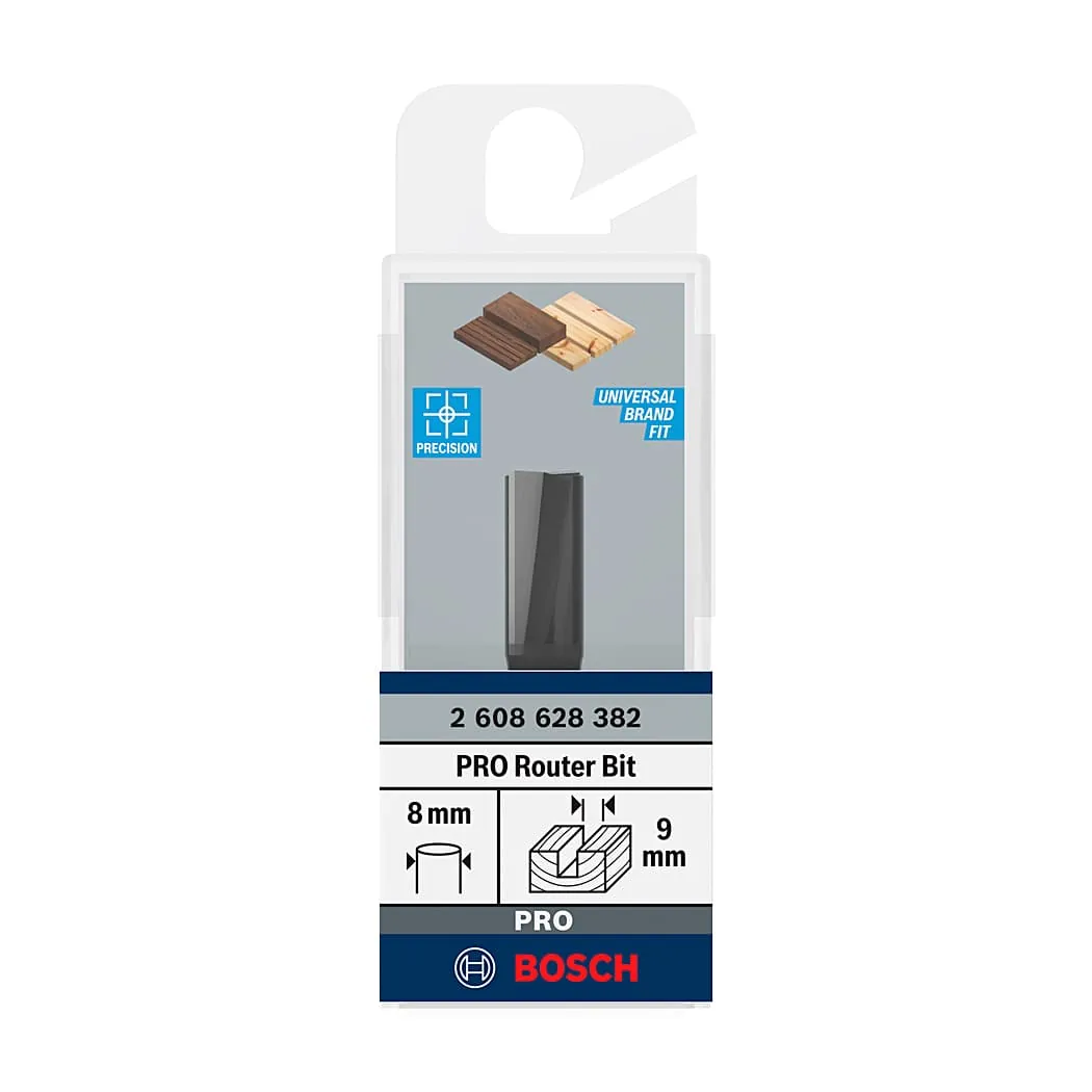 Bosch 9 mm Pro Router Straight Bit (2 Flute), 2 608 628 382