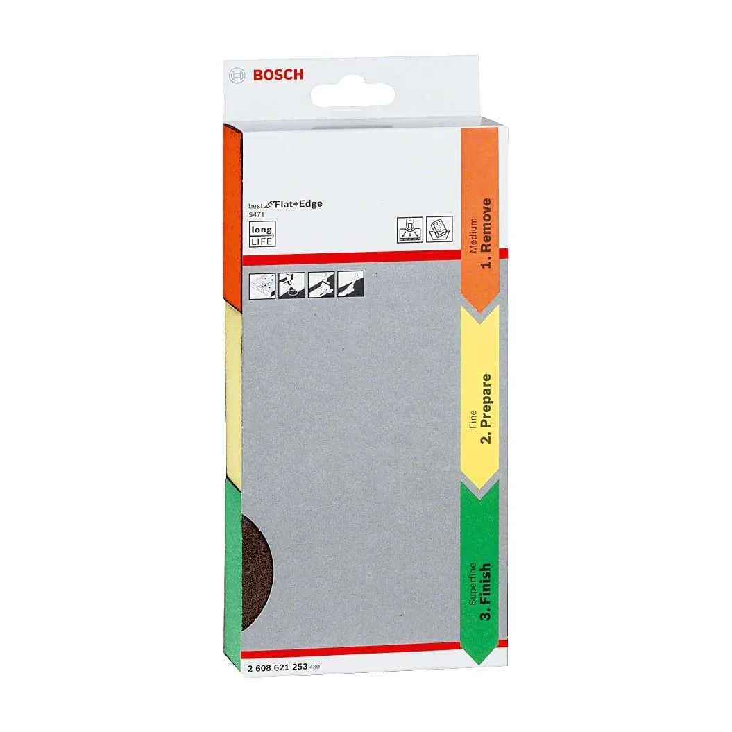 Bosch 3 Pcs Abrasive Sponge Set (Medium, Fine & Superfine), 2 608 621 253