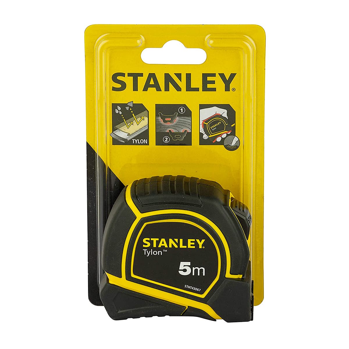 Stanley 5Mtr x 19mm Width Tylon Measurement Tape in Rugged Rubber Case, STHT43067-12
