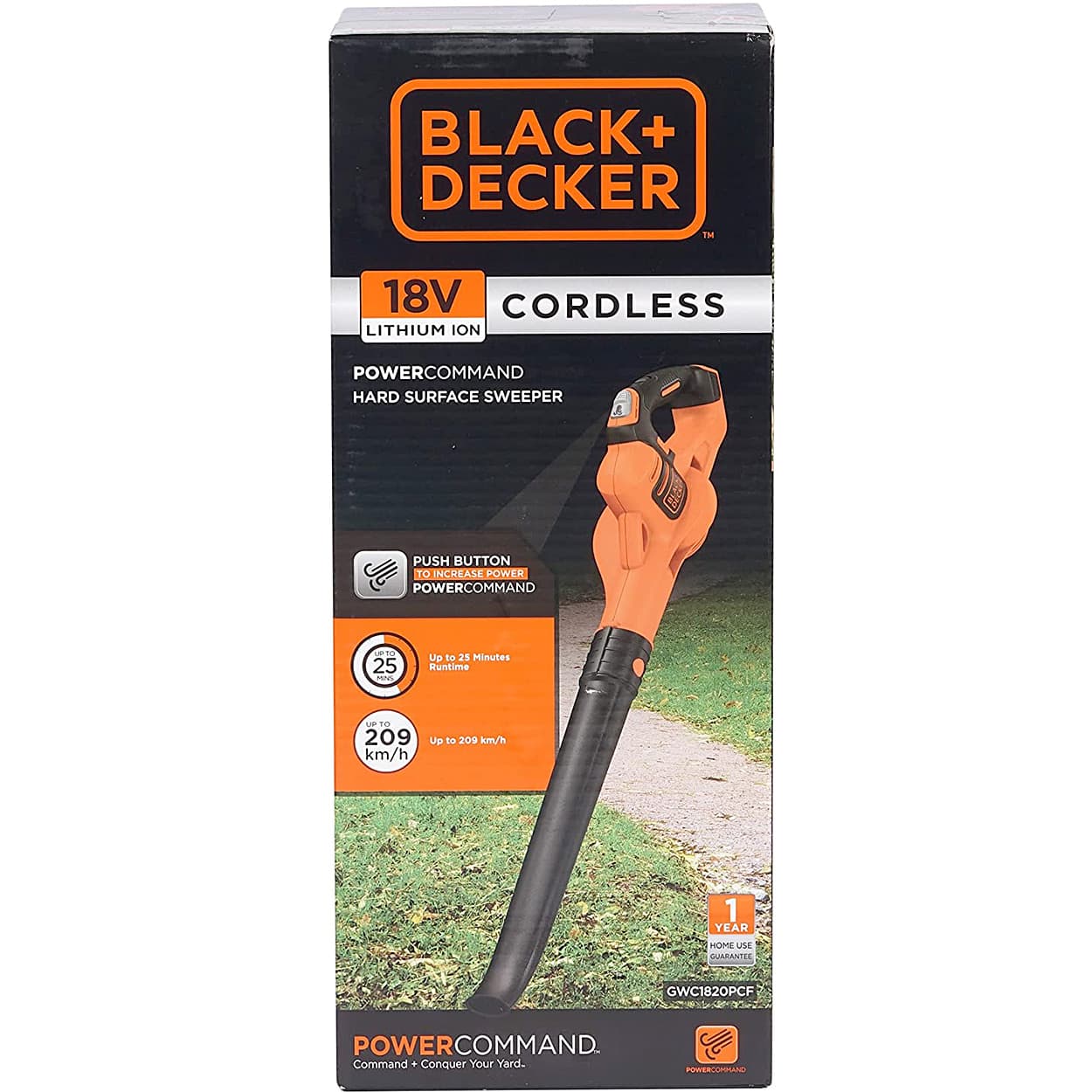 Black+Decker 18V Lithium-ion Cordless Power Boost Leaf Blower With 1x2.0 Ah Battery & Charger, GWC1820PCF-B1