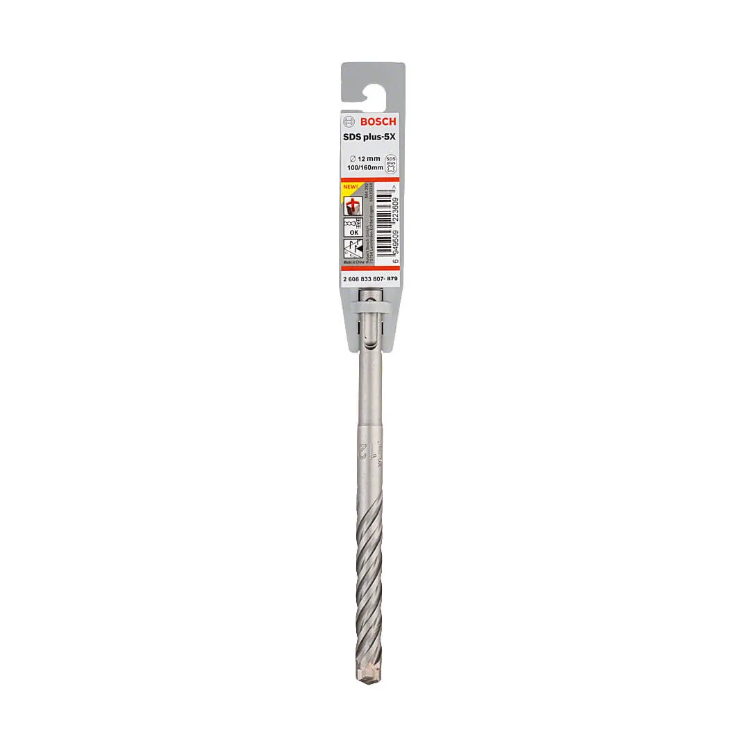 Bosch 12 x 100 x 160 mm SDS Plus-5X Hammer Drill Bits, 2 608 833 807