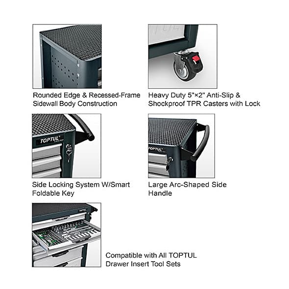 Toptul 746 x 462 x 805 mm 8 Drawer Pro-Plus Series Mobile Tool Trolley, TCBL0803