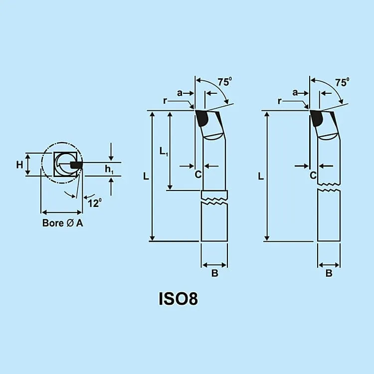 Zenstar 150 mm Length / ISO 8 (131) Boring Tool (Right Hand - Round), 131-10