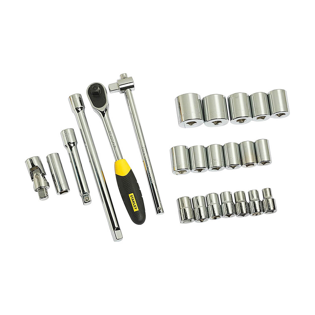 Stanley 24 Pcs 1/2 Inch Sq. Drive 6 PT Socket Set, STMT72795-8