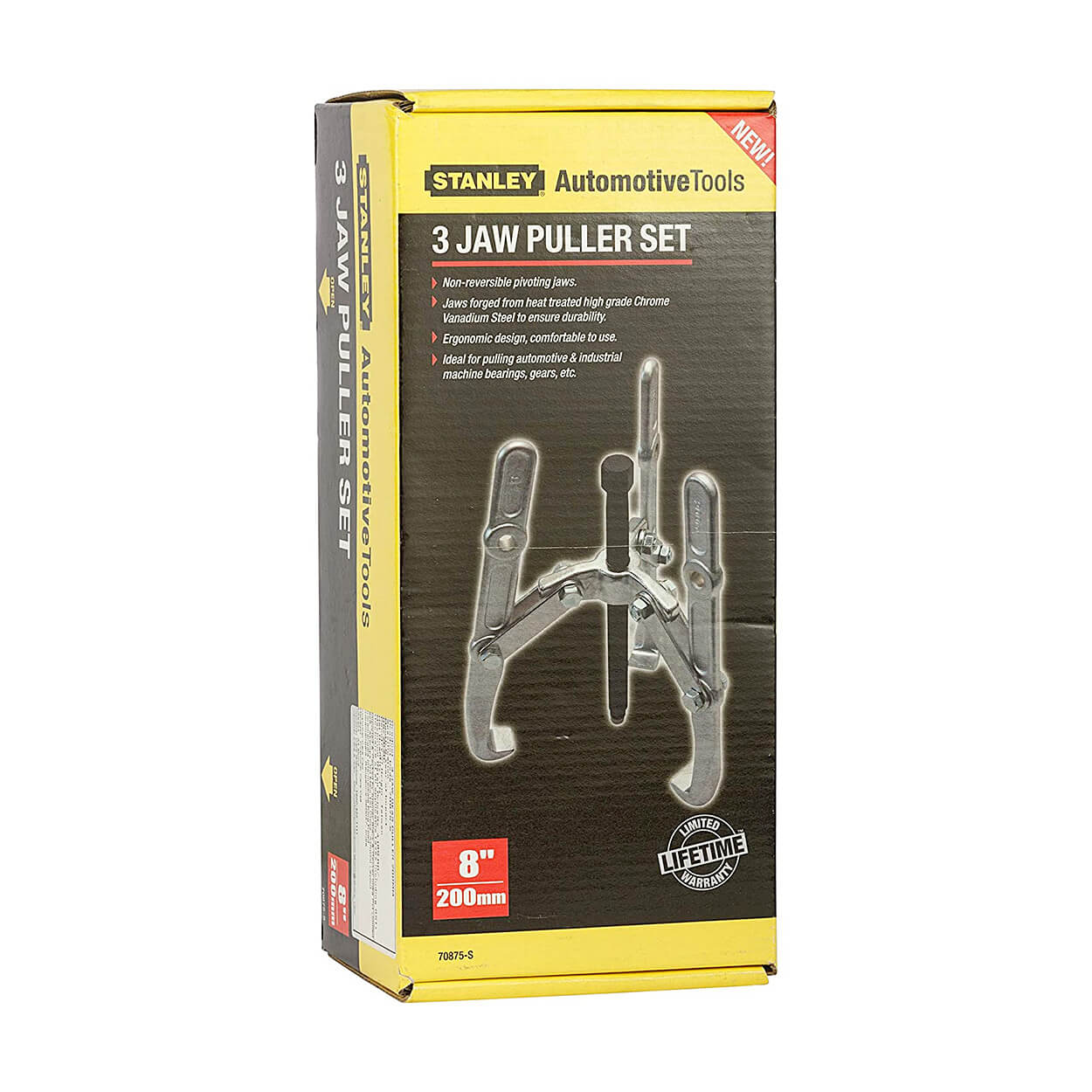 Stanley 200 mm Carbon Steel 3 Jaw Gear Puller, 70875-S