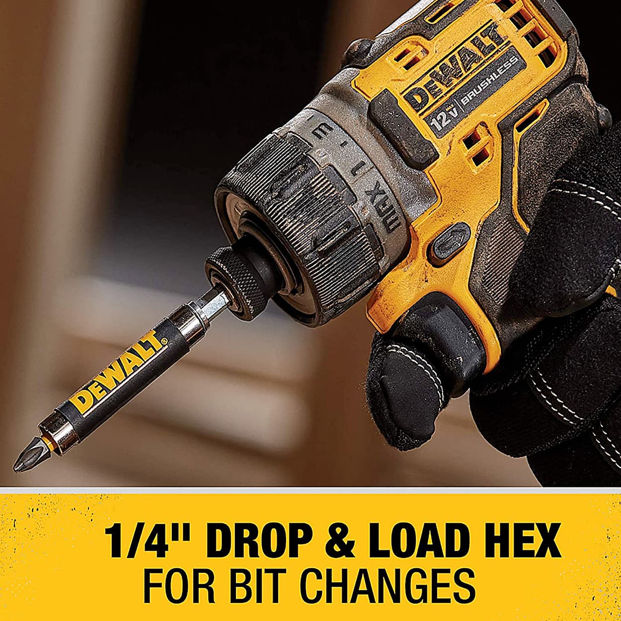 Dewalt 12V / 6.35mm Li-Ion Sub-Compact Series Cordless Screwdriver with Brushless Motor & 12 Torque settings 2x 2Ah Batteries Included, DCF601D2-QW