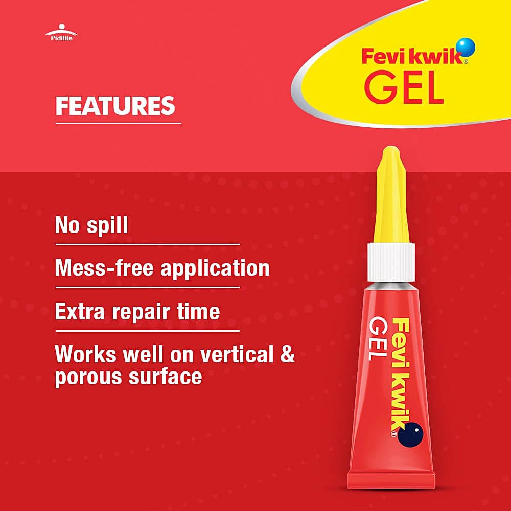 Fevikwik Gel 3 gms Non-Drip Instant Adhesive (Pack of 12 Pcs)