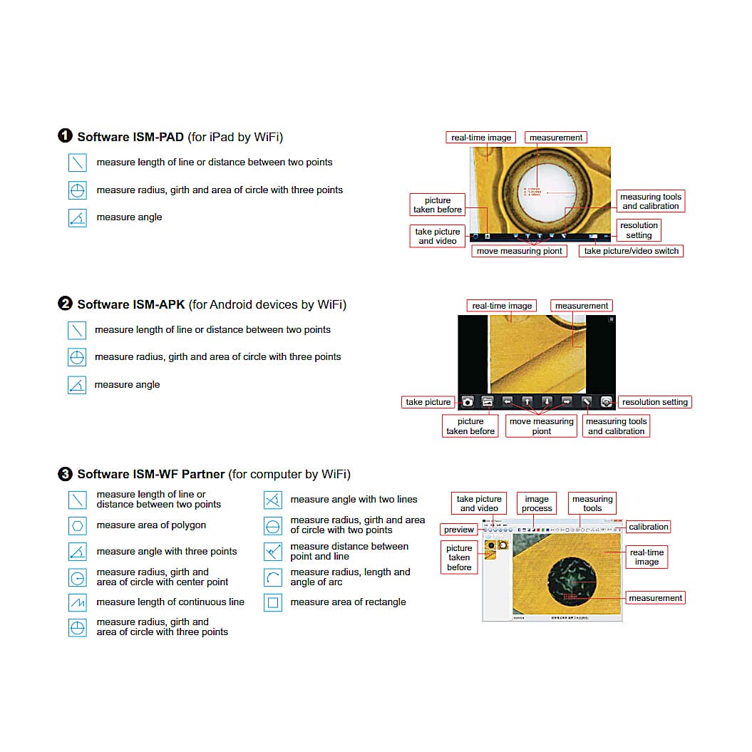 Insize 10 - 200X Wifi Digital Measuring Microscope, ISM-WF200
