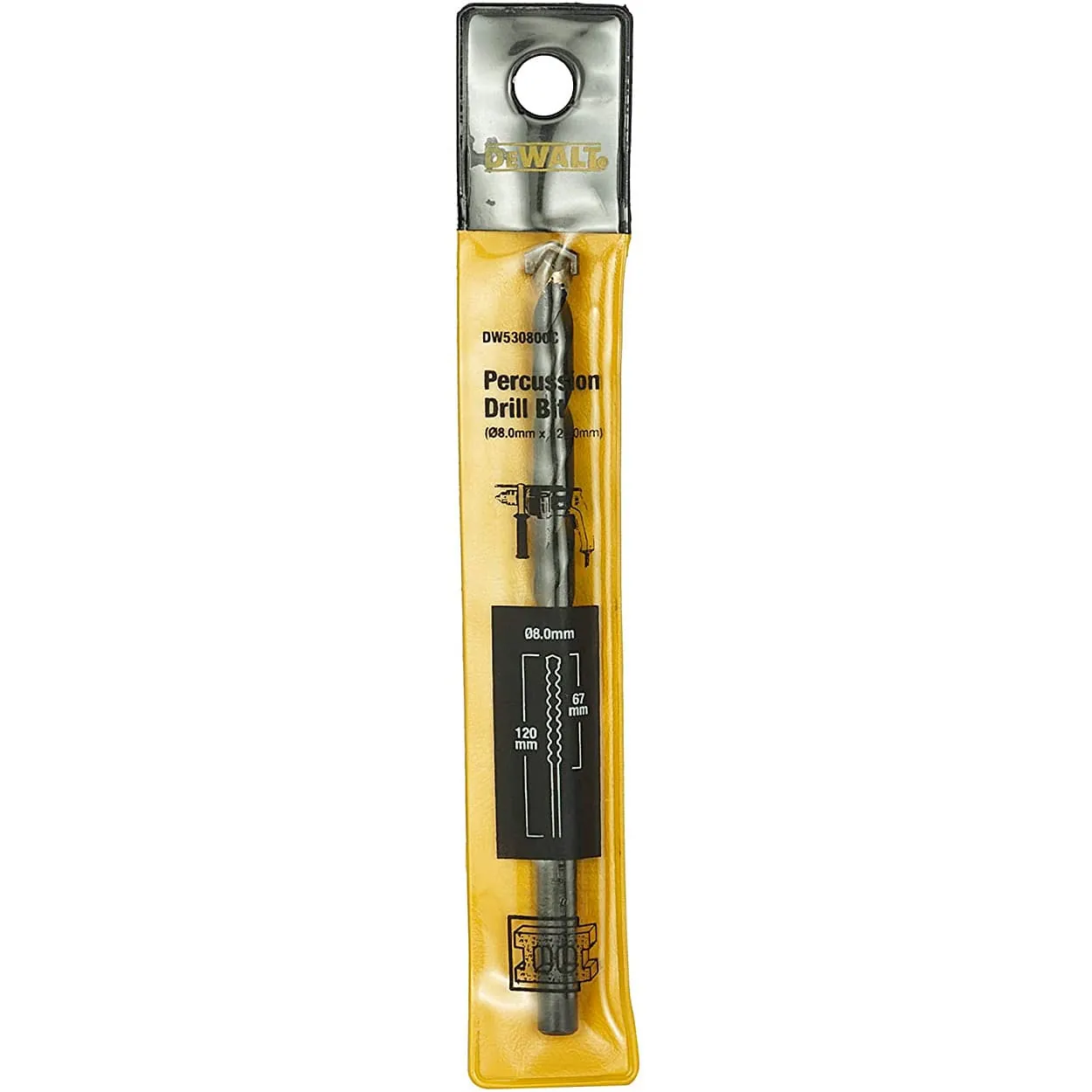 Dewalt 8.00 x 120 mm Masonry Drill Bit, DW530800C-B1