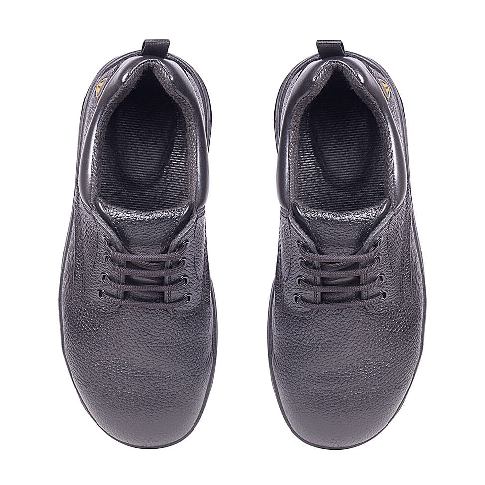 Tagra Low Ankle Single Density Buff Barton Leather Safety Shoes - Steel Toe (Black), Boost Lo B