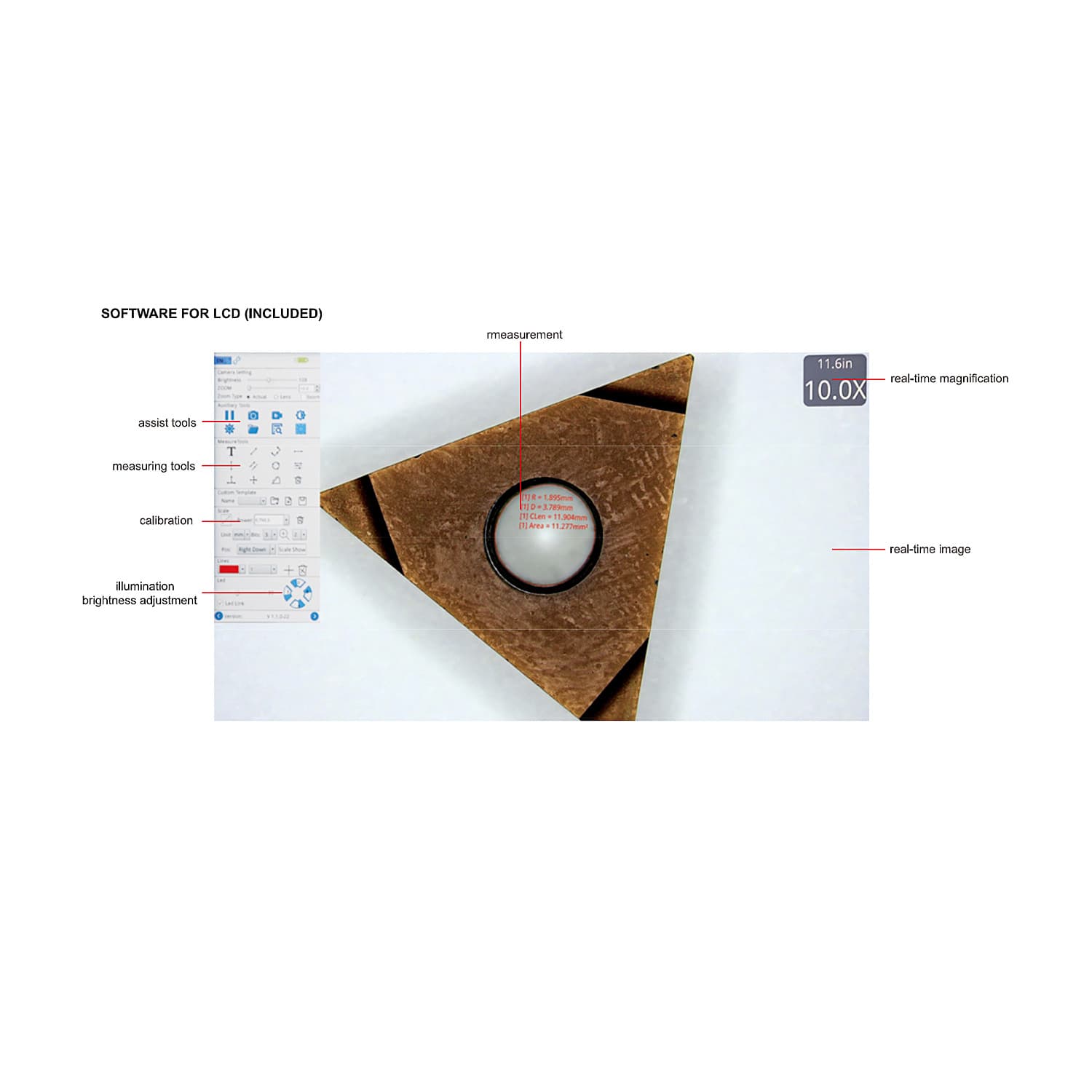Insize 10 - 68.5X Motorized Zoom Microscope with LCD Display, 5325-VM100