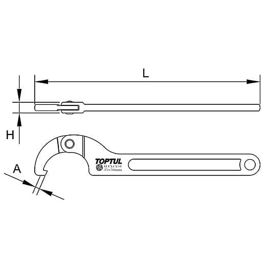 Toptul 120 - 180 mm Adjustable Hook Spanner Wrench, AEEX1AA8