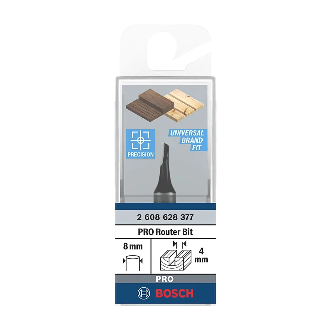 Bosch 4 mm Pro Router Straight Bit (1 Flute), 2 608 628 377