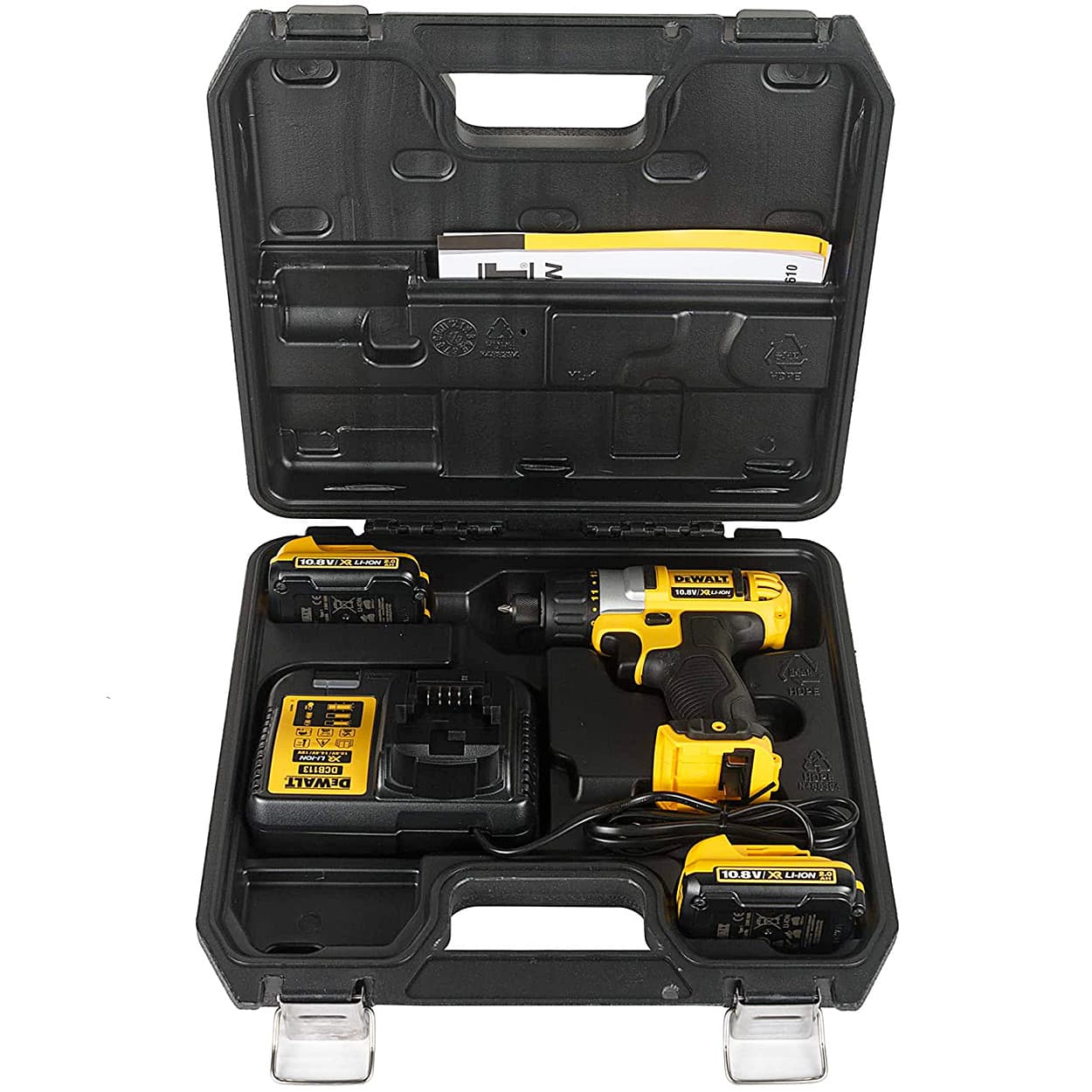Dewalt 10.8V 6.35 mm XR Li ion Cordless Screw Driver Kit with 2x2.0 Ah Batteries Included, DCF610D2-QW