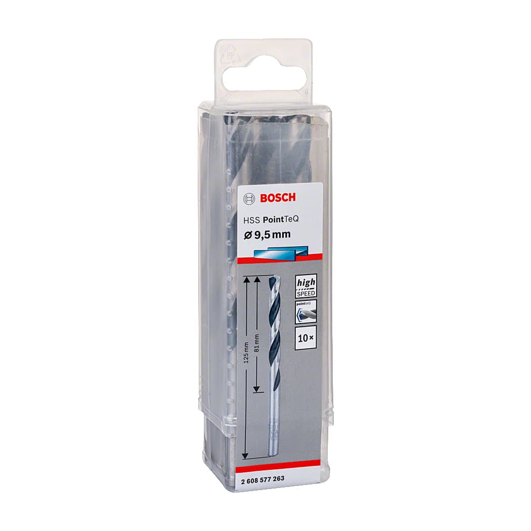 Bosch 9.50 mm HSS Metal Drill Bits PointTeQ Range (Pack of 10 Pcs), 2 608 577 263