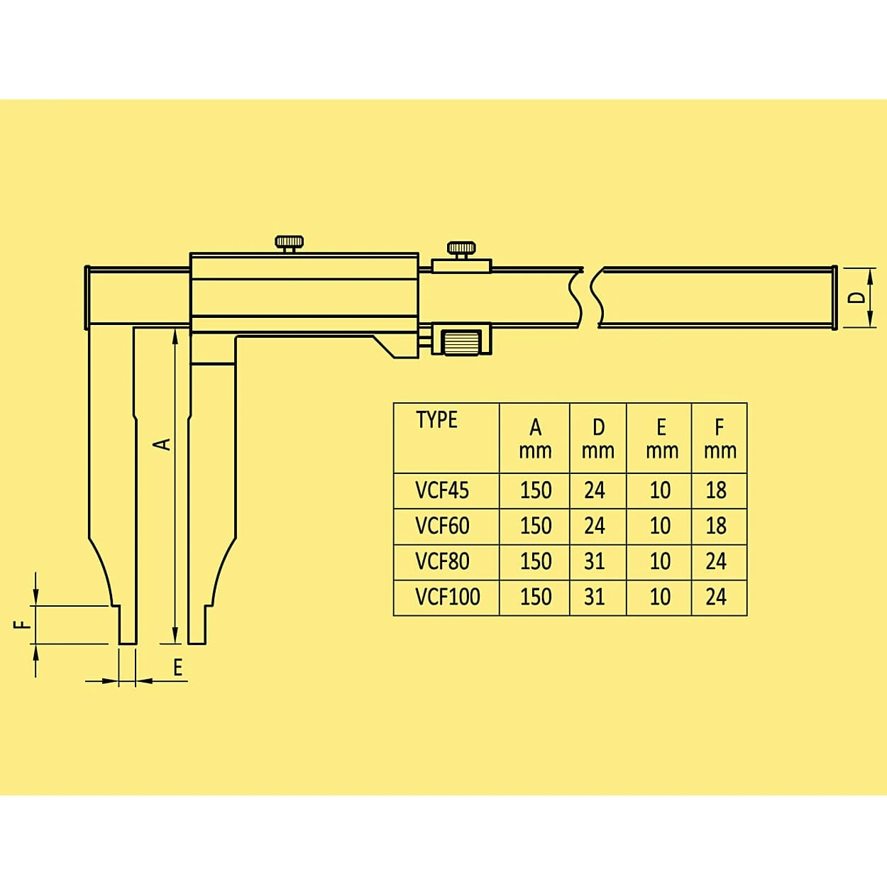 Baker 430 mm / 17 inch Vernier Caliper With Fine Adjustment (VCF Series), VCF45