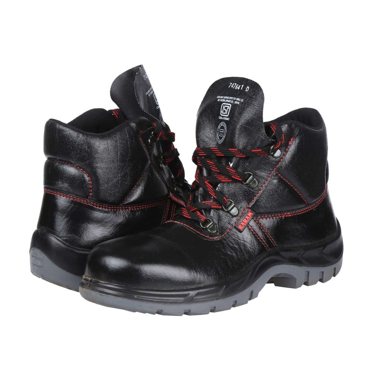 Karam Men's Deluxe Ankle Height Grain Leather Safety Shoe - Fibre Toe (Black), FS21BL