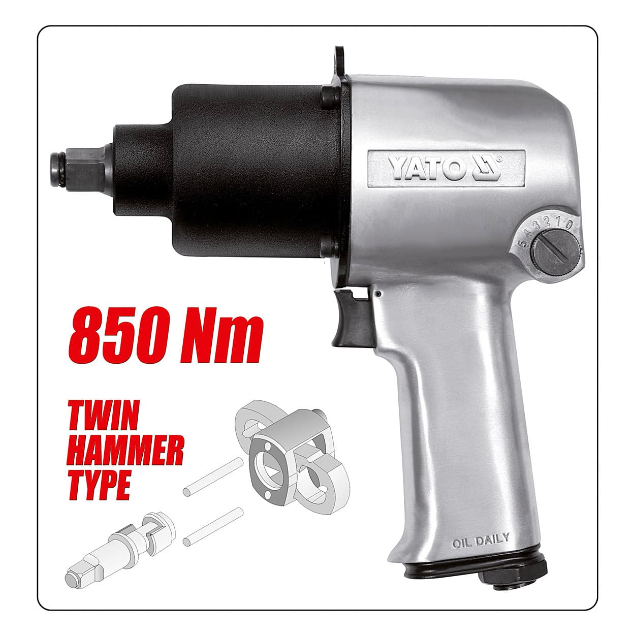 Yato 1/2 inch Pneumatic Impact Wrench, YT-09525