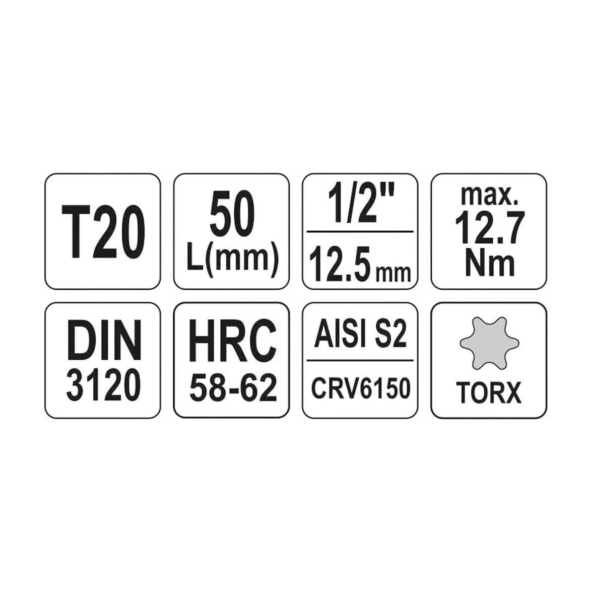 Yato T25 mm, 1/2 Square Drive Torx Bit Sockets, YT-04311