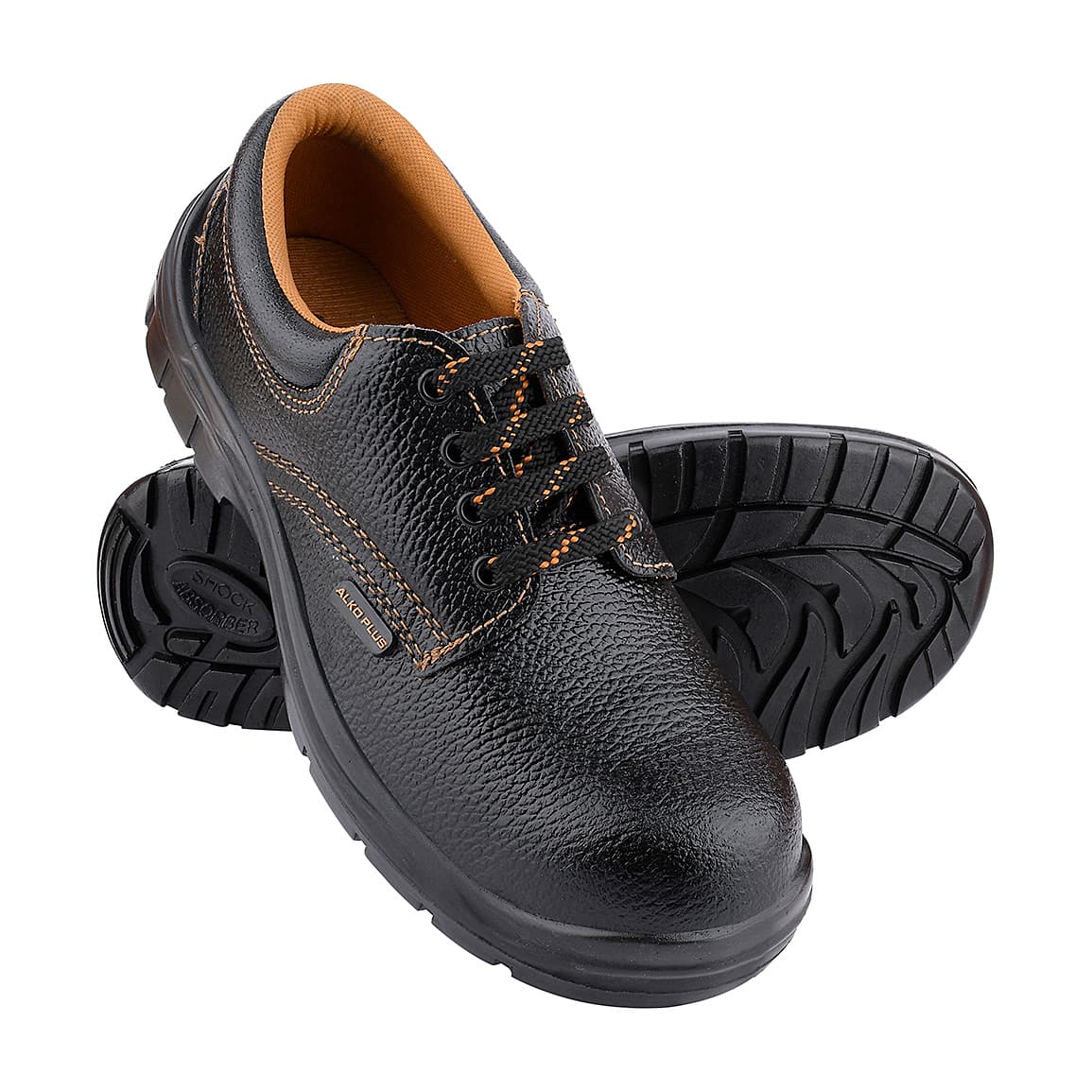Alko Plus Low Ankle Buff Leather Safety Shoe with PU Single Density Sole - Composite Toe (Black & Brown), APS 1551
