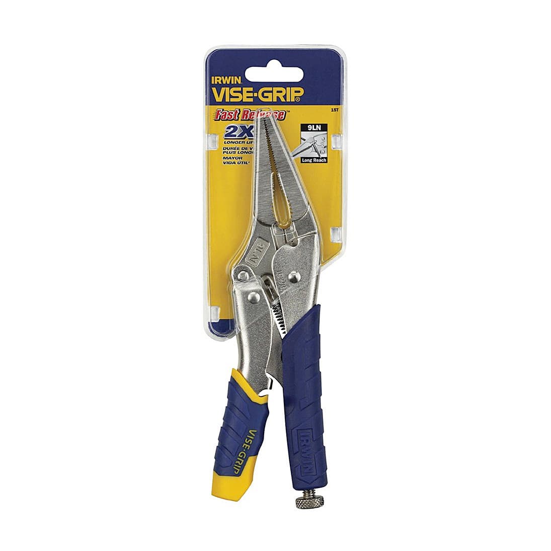 Irwin 9 inch / 225 mm Steel Fast Release Long Nose Straight Jaw Locking Plier, T15T