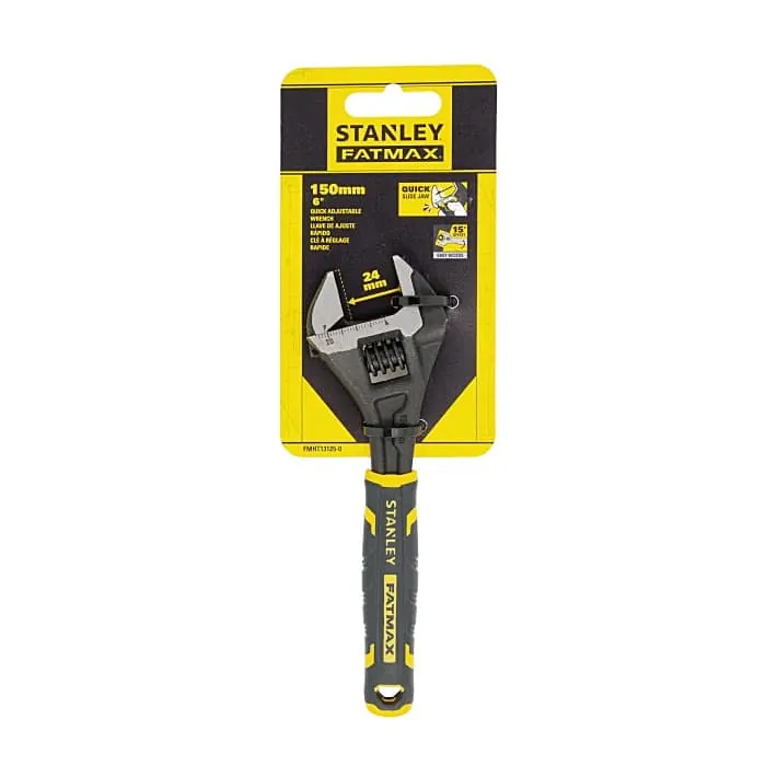 Stanley 150 mm / 6 inch Fatmax Bi-Material Quick Adjustable Wrench (Black Phosphate Finish), FMHT13125-0