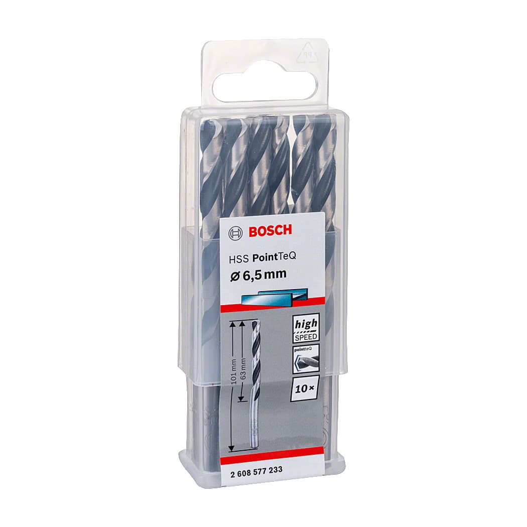 Bosch 6.50 mm HSS Metal Drill Bits PointTeQ Range (Pack of 10 Pcs), 2 608 577 233